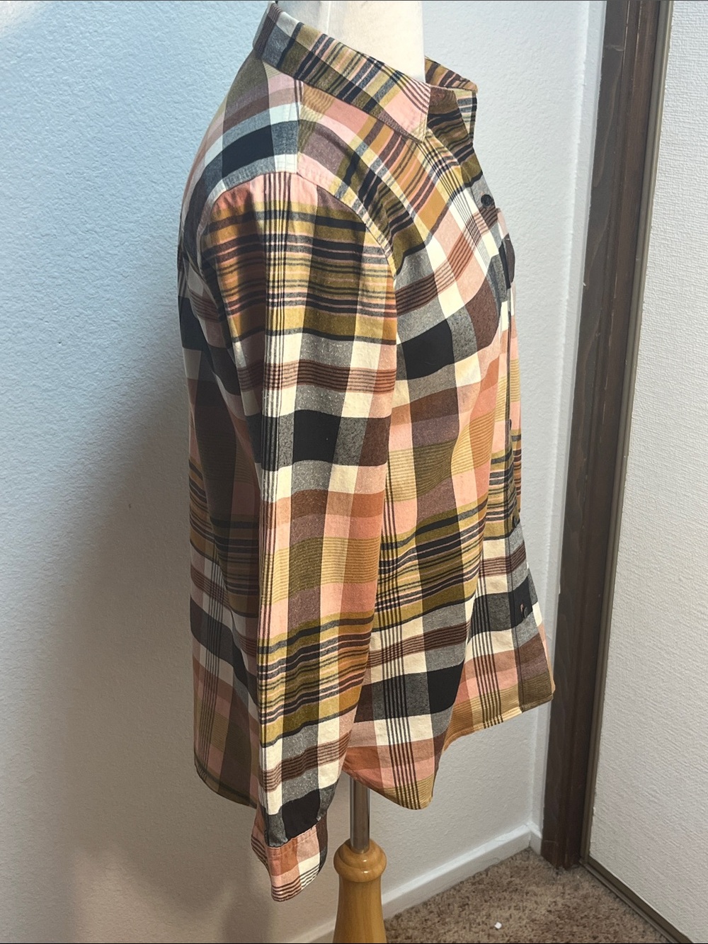 Madewell Plaid Flannel Button Down Shirt M Brown Pink Olive Fall NWOT - Picture 4 of 10